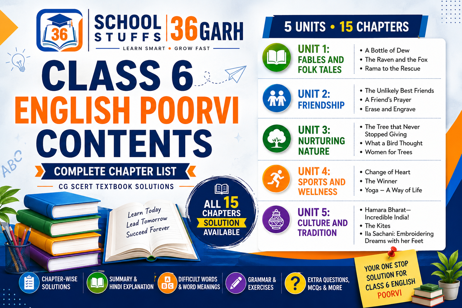 CG POORVI 6 CONTENTS - SCHOOL STUFFS 36GARH