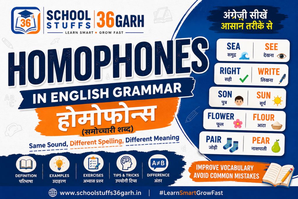 HOMOPHONES - SCHOOL STUFFS 36GARH